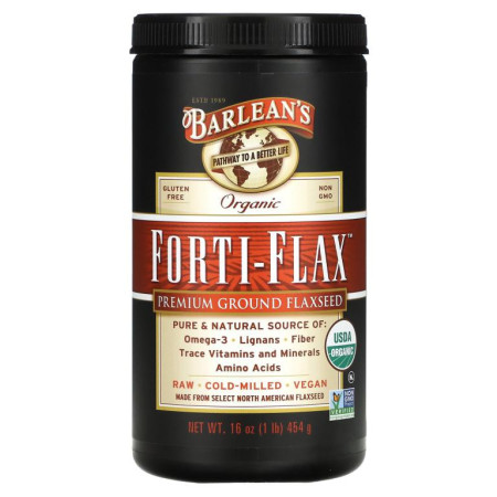 Barlean's, 유기농 Forti-Flax, 최고급 아마씨 가루, 454g(16oz)