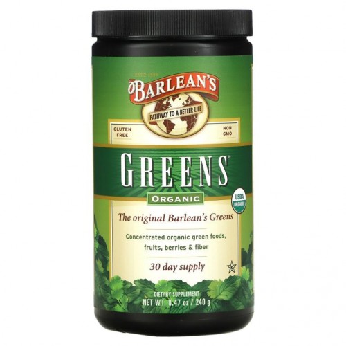 Barlean's, Greens, 가루 포뮬러, 유기농 240g(8.47oz)