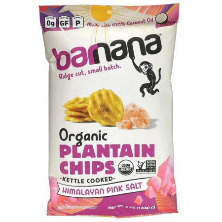 Barnana, Organic Plantain Chips, Himalayan Pink Salt, 5 oz (140 g)