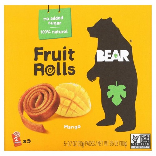 Bear, 프루트 롤, 망고, 5롤, 각 20g(0.7oz)