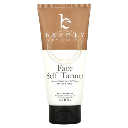 Beauty By Earth, 페이스 셀프 태너, 썬리스 태닝 로션, 중간톤~어두운톤, 85ml(3fl oz)