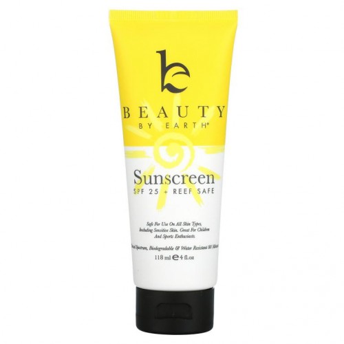 Beauty By Earth, 미네랄 자외선 차단제, SPF 25 아연옥사이드 자외선 차단, 118ml(4fl oz)