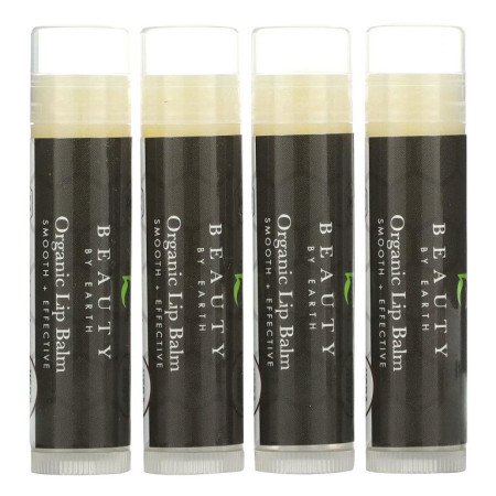 Beauty By Earth, Original Beeswax Lip Balm, Unflavored, 4 Tubes, 0.15 oz Each