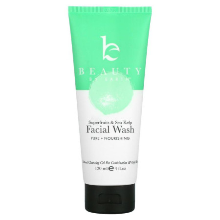 Beauty By Earth, 지성 및 복합성 피부를 위한 페이스 워시, 슈퍼 과일 및 해조류, 120ml(4fl oz)
