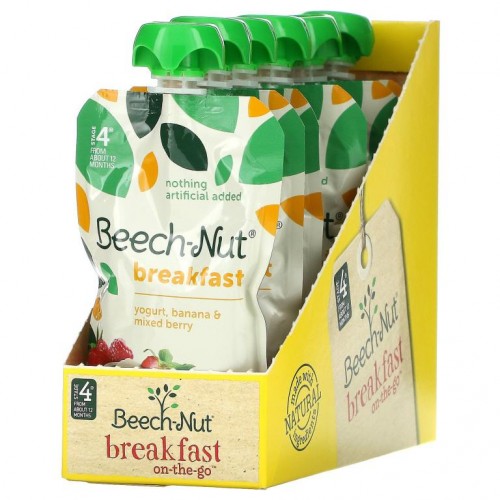 Beech-Nut, Breakfast, Stage 4, Yogurt, Banana & Mixed Berry, 6 Pouches, 3.5 oz (99 g) Each