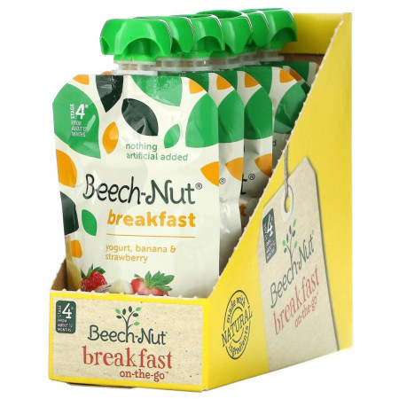 Beech-Nut, Breakfast, Stage 4, Yogurt, Banana & Strawberry, 12 Pouches, 3.5 oz (99 g) Each