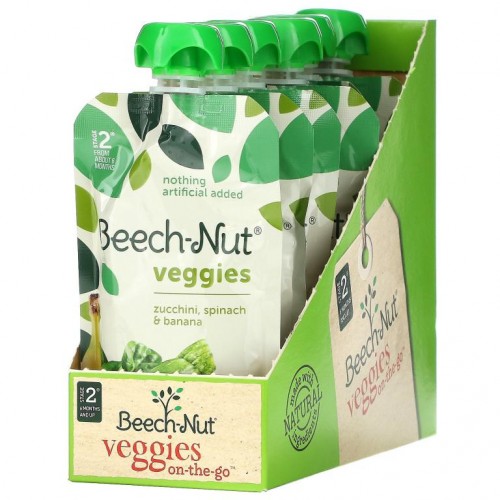 Beech-Nut, Veggies, Stage 2, Zucchini, Spinach & Banana, 12 Pouches, 3.5 oz (99 g) Each