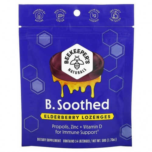Beekeeper's Naturals, B. Soothed, 엘더베리 맛 사탕 정제, 14정