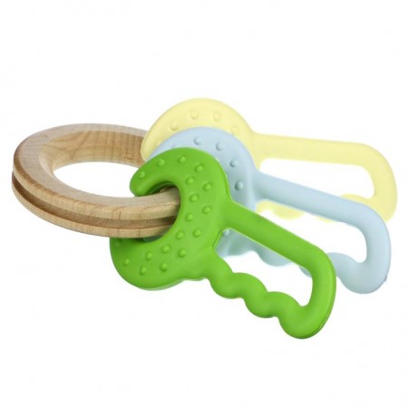 Begin Again Toys, Green Keys, Teether & Clutching Toy, 6+ Months, 1 Count