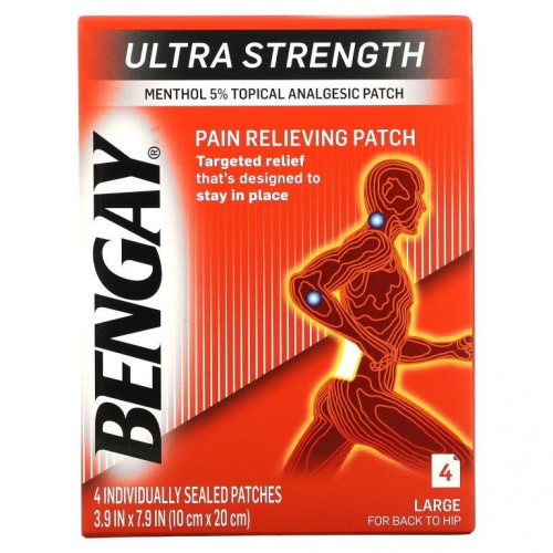 Bengay, Ultra Strength 통증 완화 패치, 라지, 개별포장 패치 4매