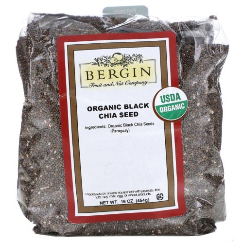 Bergin Fruit and Nut Company, 유기농 블랙 치아 시드, 454g(16oz)