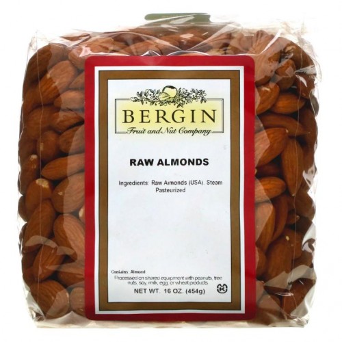 Bergin Fruit and Nut Company, 무가공 아몬드, 454g(16oz)