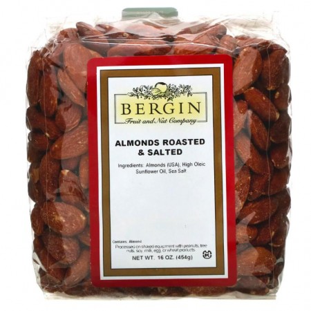 Bergin Fruit and Nut Company, 소금을 첨가한 구운 아몬드, 454g(16oz)