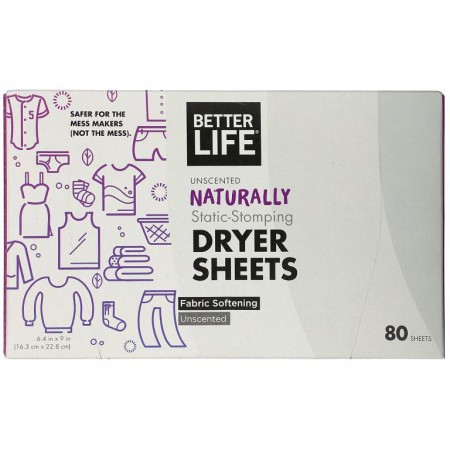 Better Life, 내추얼리 스태틱 스톰핑 드라이어 시트, 무향, 80시트