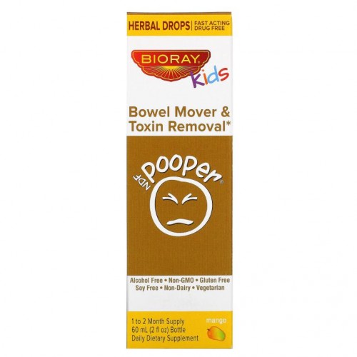 Bioray, NDF 뿡뿡, 장 운동 및 독소 제거, 아이들, 망고 맛, 2fl oz(60ml)