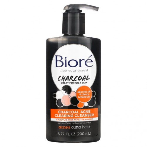 Biore, 차콜 아크네 클렌징 클렌저, 6.77fl oz(200ml)