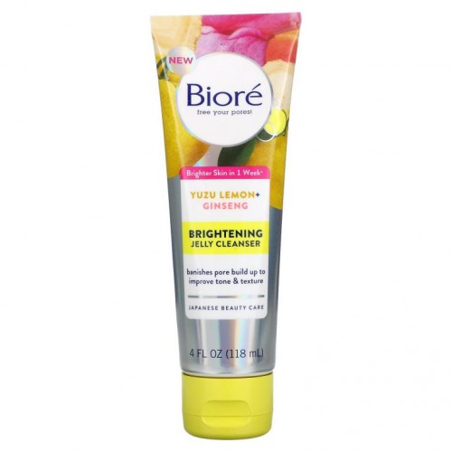 Biore, Brightening Jelly Cleanser, Yuzu Lemon + Ginseng, 4 fl oz (118 ml)