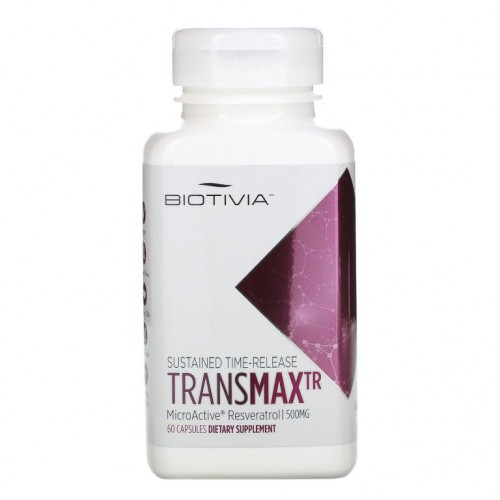 Biotivia, TransmaxTR, 마이크로액티브 레스베라트롤, 500mg, 캡슐 60정