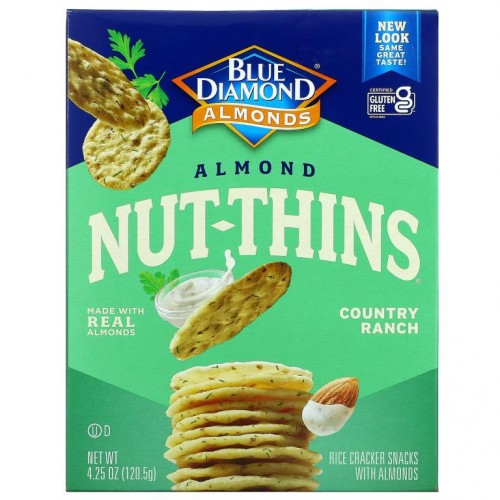Blue Diamond, 아몬드 넛-씬즈, 아몬드 함유 라이스 크래커 스낵, 컨트리 랜치, 120.5g (4.25oz)