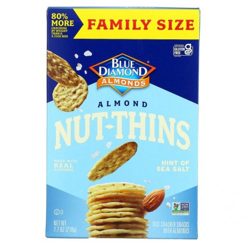 Blue Diamond, 아몬드 넛-씬즈, 아몬드 함유 쌀 크래커 스낵, 힌트 오브 씨솔트, 218g (7.7oz)