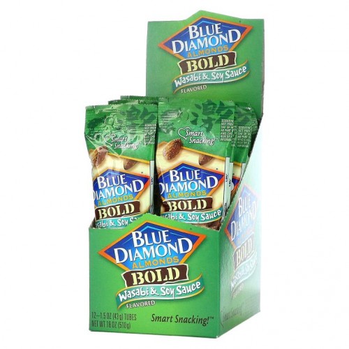Blue Diamond, Almonds, Bold, Wasabi & Soy Sauce, 12 Tubes, 1.5 oz (43 g) Each