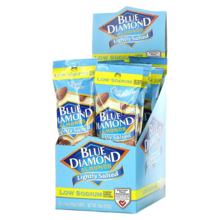 Blue Diamond, Almonds, Low Sodium, Lightly Salted, 12 Tubes, 1.5 oz (43 g) Each