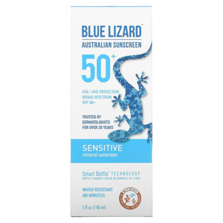 Blue Lizard Australian Sunscreen, Sensitive, Mineral Sunscreen, SPF 50+, 5 fl oz (148 ml)