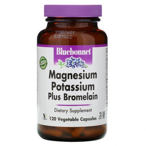 Bluebonnet Nutrition, 마그네슘 칼륨 플러스 브로멜라인, 120 베지 캡슐