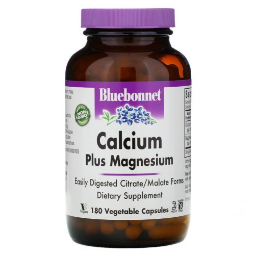 Bluebonnet Nutrition, 칼슘 플러스 마그네슘, 베지 캡슐 180정