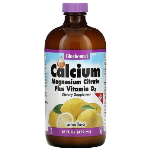 Bluebonnet Nutrition, 액상형 칼슘, 비타민D3 함유 마그네슘 시트레이트, 내추럴 레몬, 472 ml (16 fl oz)
