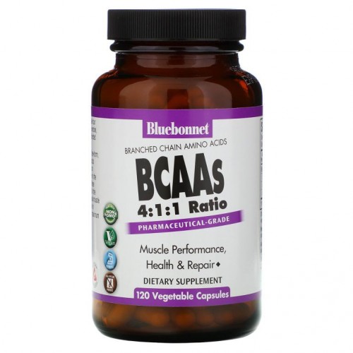 Bluebonnet Nutrition, BCAA 4:1:1 비율, 베지 캡슐 120정