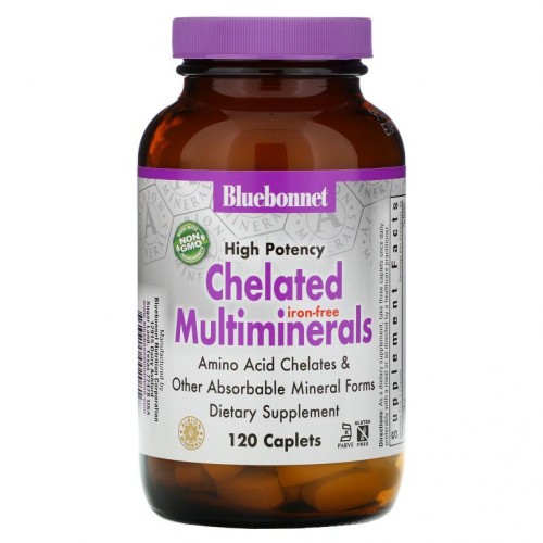 Bluebonnet Nutrition, Chelated Multiminerals, 철분 무함유, 120정