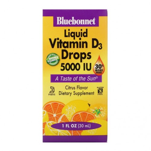 Bluebonnet Nutrition, 액상 비타민 D3 드롭, 천연 시트러스 맛, 5,000 IU, 1 fl oz (30 ml)