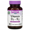 Bluebonnet Nutrition, 비타민D3 및 K2, 베지 캡슐 60정