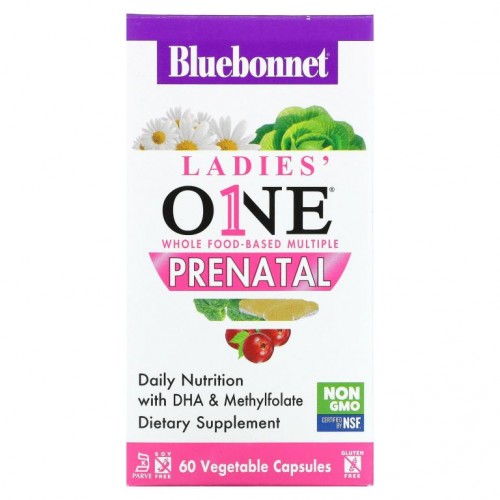 Bluebonnet Nutrition, Ladies One, 천연 식품 성분 종합비타민, 임산부용, 베지 캡슐 60정