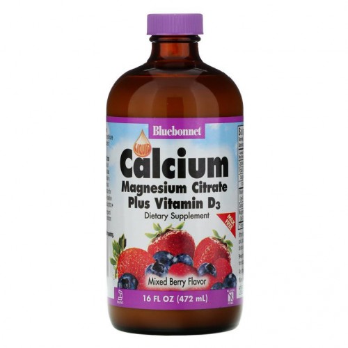 Bluebonnet Nutrition, 액상 칼슘 마그네슘 구연산 플러스 비타민 D3, 천연 혼합 베리 맛, 16 액량 온스 (472 ml)