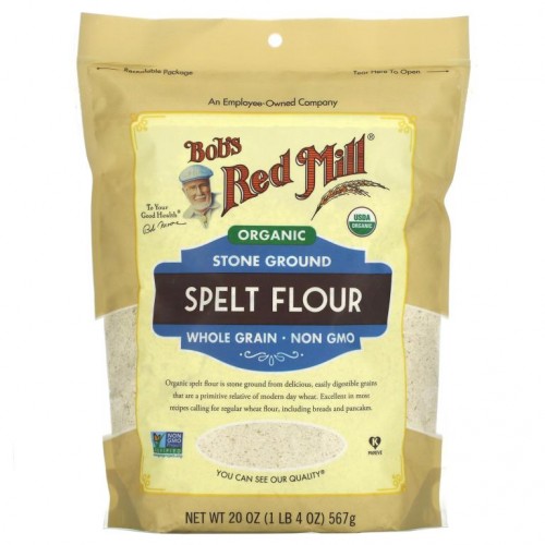 Bob's Red Mill, 유기농 스펠트밀가루, 통곡물, 20 oz (567 g)