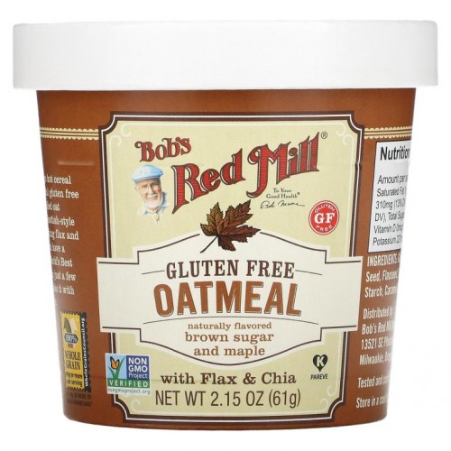 Bob's Red Mill, 오트밀 컵, 갈색 설탕 & 메이플, 61g(2.15oz)