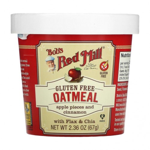 Bob's Red Mill, 오트밀 컵, 사과 조각 및 시나몬, 67g(2.36oz)