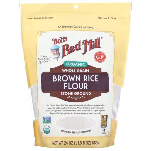 Bob's Red Mill, 유기농 현미쌀가루, 통곡물, 680g(24oz)