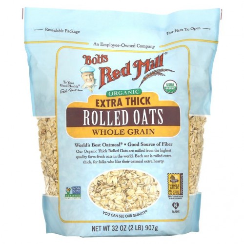 Bob's Red Mill, 유기농 엑스트라 띡 납작귀리, 통곡물, 907g(32oz)