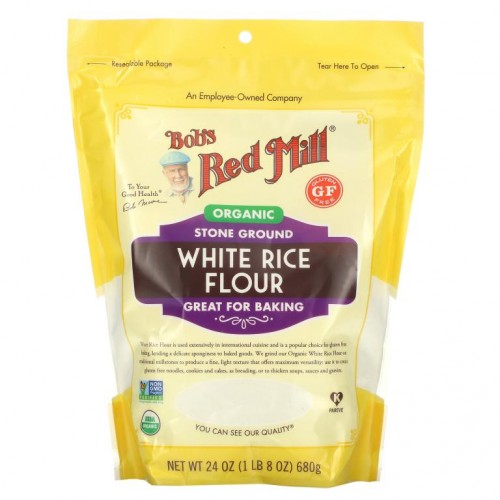 Bob's Red Mill, 유기농 백미 가루, 680g(24oz)