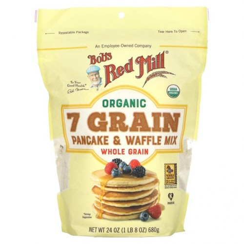 Bob's Red Mill, 유기농, 7가지 곡물 팬케이크 & 와플 믹스, 통곡물, 680g(24oz)