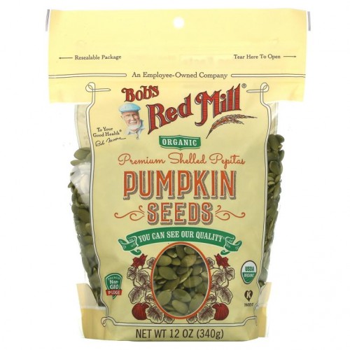 Bob's Red Mill, 껍질을 제거한 유기농 프리미엄 페피타스, 호박씨, 340g(12oz)