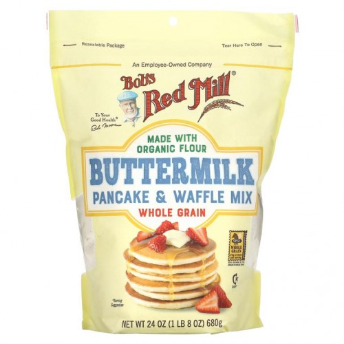Bob's Red Mill, 버터밀크 팬케이크 & 와플 믹스, 통곡물, 680g(24oz)