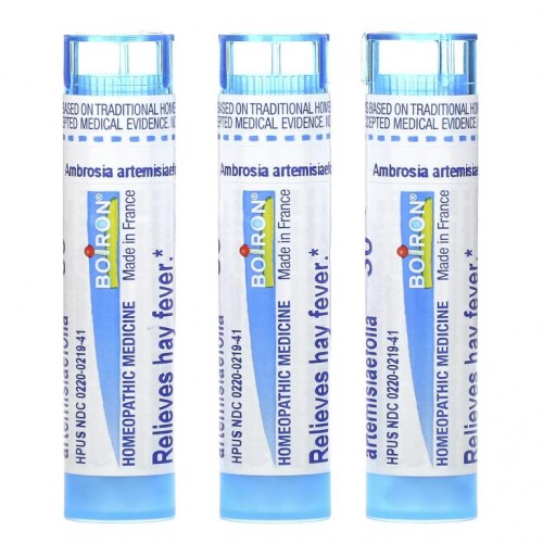 Boiron, Ambrosia, Allergy Relief, Meltaway Pallets, 3 Tubes, 80 Pellets Each