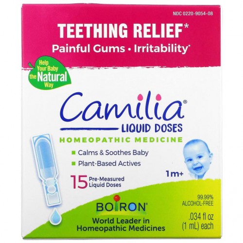 Boiron, Camilia, 이가 나는 시기의 통증 완화, 1개월 이상 영아, 계량 액상 용량 15회분, 각 1ml(0.034fl oz)