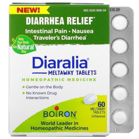 Boiron, Diaralia, 설사 완화, 무맛, 녹는 정제 60정