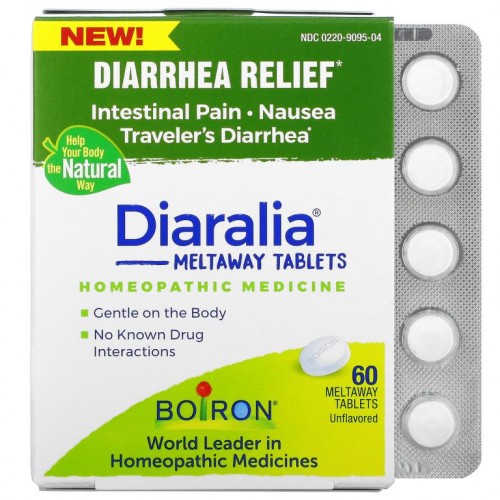 Boiron, Diaralia, 설사 완화, 무맛, 녹는 정제 60정