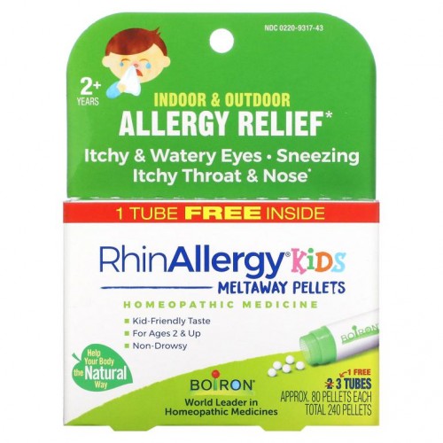 Boiron, Kids, RhinAllergy, 튜브 3개, 빠르게 용해되는 펠릿 각 80정